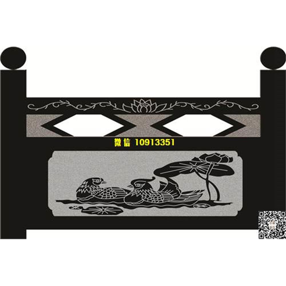 精雕图135鸳鸯荷花栏板精雕图线雕图线条图单线铣底图_电脑雕刻plt文泰矢量图精雕图浮雕图